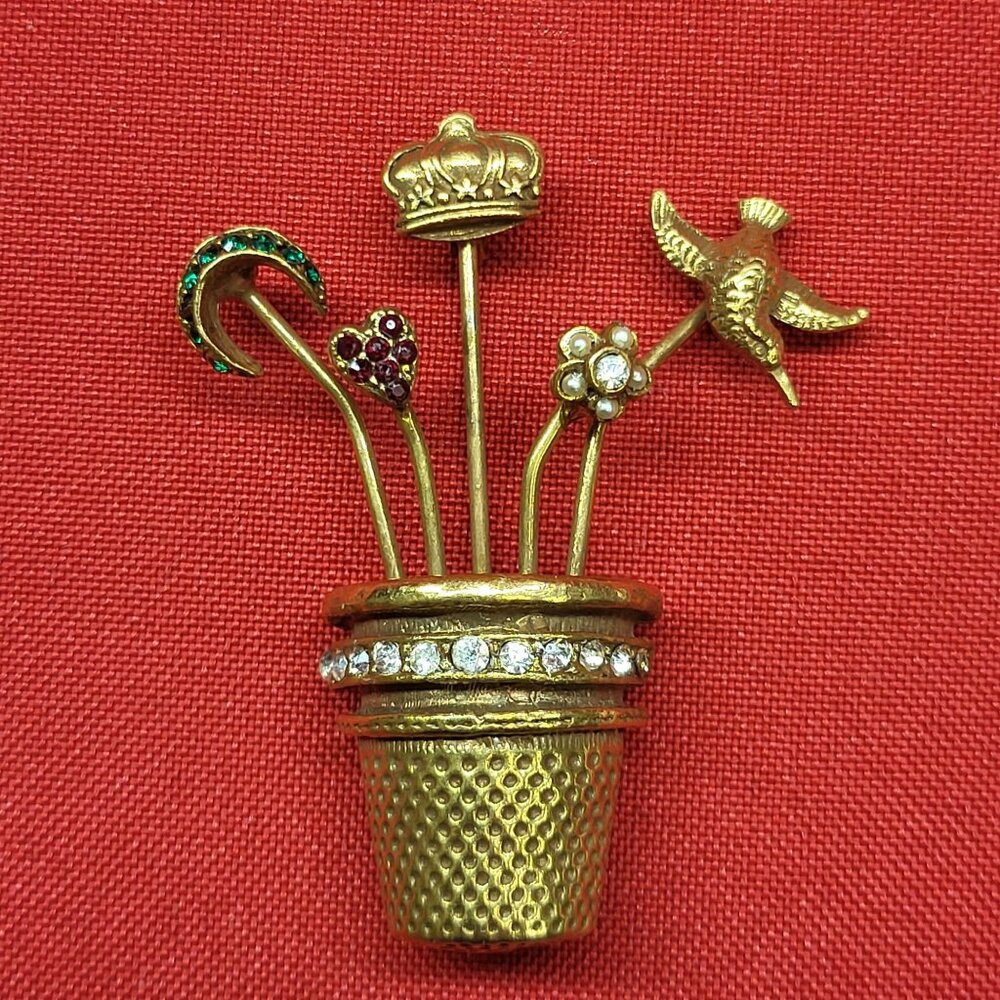 VTG Schrager Flower Pot Russian Brooch Pin